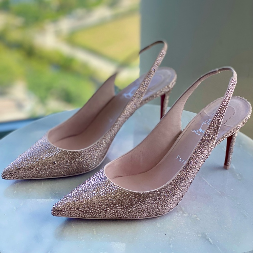 Christian Louboutin Crystal encrusted Kate Strass slingback pumps